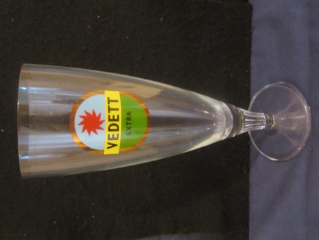 beer glass from the Duvel Moortgat brewery in Belgium with the inscription 'Vedett Extra'
