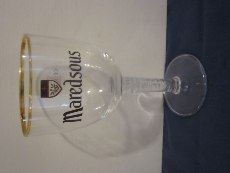 beer glass from the Duvel Moortgat brewery in Belgium with the inscription 'Maredsous'