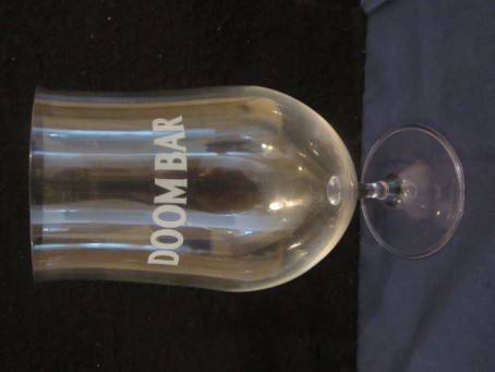 beer glass from the Sharp's brewery in England with the inscription 'Doombar'