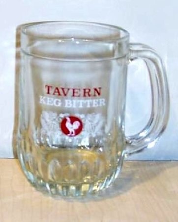 beer glass from the Courage brewery in England with the inscription 'Tavern Keg Bitter'