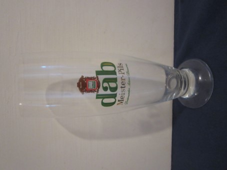 beer glass from the Dab brewery in Germany with the inscription 'Dab Meister-Pils Dortmumder Actien Brauerei'
