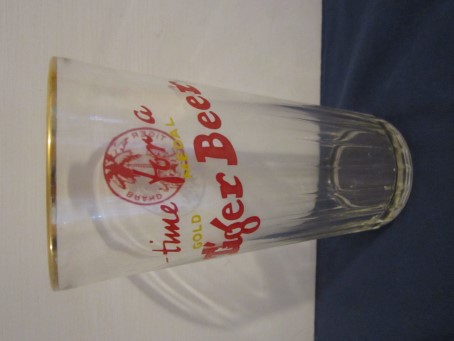 beer glass from the Malayan Breweries brewery in Singapore with the inscription 'Time For A Tiger Beer Gold Medal'