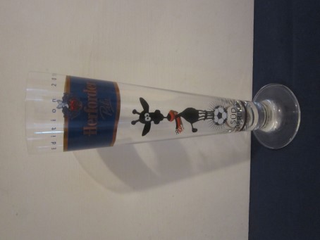 beer glass from the Herforder  brewery in Germany with the inscription 'Herforder Pils Sud Afrik Edition 2010'