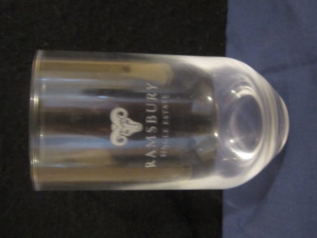 beer glass from the Ramsbury brewery in England with the inscription 'Ramsbury Single Estate'