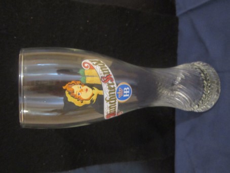 beer glass from the HB Munchen brewery in Germany with the inscription 'Munchner Kindl HB'