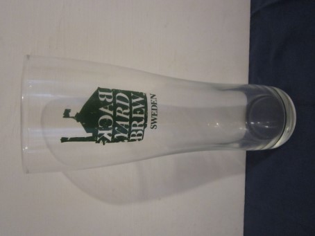 beer glass from the Falkenberg brewery in Sweden with the inscription 'Back Yard Brew Sweden'