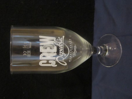 beer glass from the Crew Republic brewery in Germany with the inscription 'Crew Republic Handcrafted Beer From Bayern '