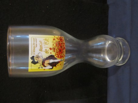 beer glass from the L' Alsacienne  brewery in France with the inscription 'L' Alsacienne Blanche De L Eve Biere Du Gambrinus Mulhouse'