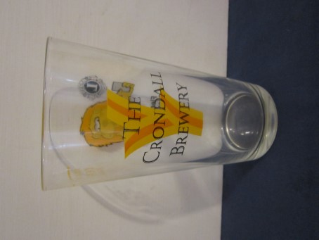 beer glass from the Crondall brewery in England with the inscription 'The Crondall Brewery'