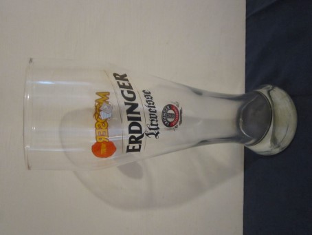 beer glass from the Erdinger  brewery in Germany with the inscription 'Erdinger Urweisse Erdinger Weissbrau'