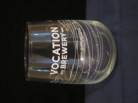beer glass from the Vocation brewery in England with the inscription 'Vocation Brewery'