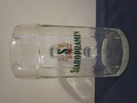 beer glass from the Staropramen brewery in Czech Republic with the inscription 'Staropramen'