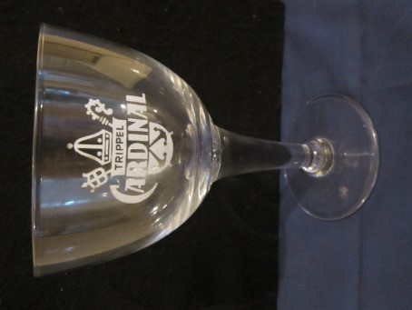 beer glass from the Het Anker brewery in Belgium with the inscription 'Trippel Cardinal'