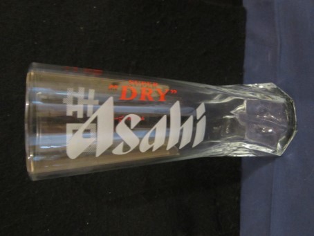 beer glass from the Asahi brewery in Japan with the inscription 'Asahi Super Dry'