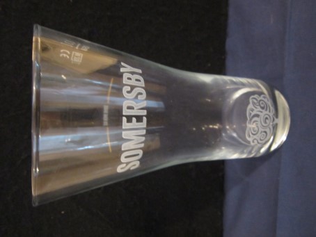 beer glass from the Carlsberg brewery in Denmark with the inscription 'Somersby'
