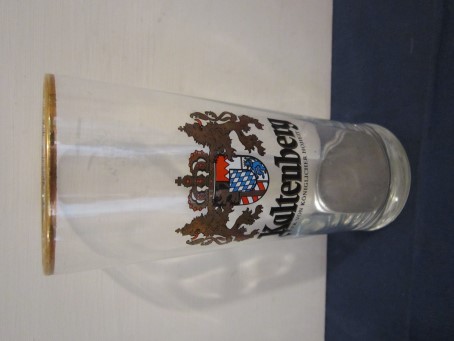 beer glass from the Kaltenberg brewery in Germany with the inscription 'Kaltenberg Bier Von Koniglicher Hoheit'