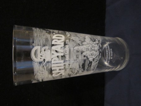 beer glass from the Shipyard  brewery in U.S.A. with the inscription 'Shipyard Portland Maine USA Pioneres Of True Refreshment & Taste'