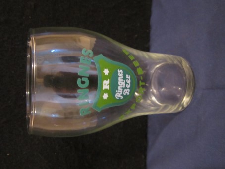 beer glass from the Ringnes  brewery in Norway with the inscription 'Ringnes Export Beer, R Ringnes Beer'