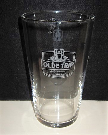 beer glass from the Hardy & Hansons brewery in England with the inscription 'Hardys And Hansons Old Trip Cask Conditioned Master Brewers Since1832'