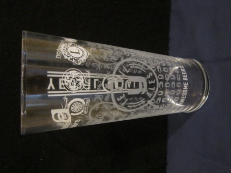 beer glass from the Yeovil brewery in England with the inscription 'Yeovil Ales Awesome Beers'
