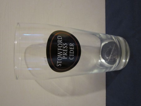 beer glass from the Westons Cider brewery in England with the inscription 'Stowford Press Cider'