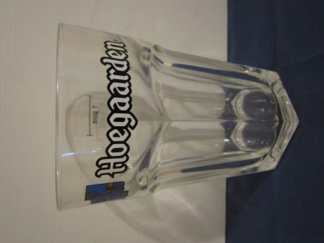beer glass from the Hoegaarden  brewery in Belgium with the inscription 'Hoegaarden'