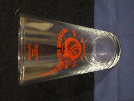 beer glass from the Rowton  brewery in England with the inscription 'Rowton Brewery Shropshire EST 2009'