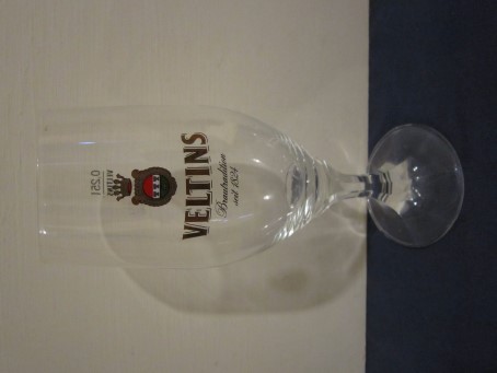 beer glass from the Veltins  brewery in Germany with the inscription 'Veltins Brau Tradition Seit 1824'