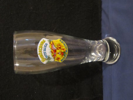 beer glass from the Riva brewery in Belgium with the inscription 'Dentergens Witbier Biere Blanche'