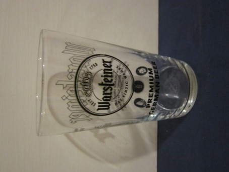 beer glass from the Warsteiner brewery in Germany with the inscription 'Warsteiner seit 1753 Das Einzig Wahre Premium German Beer'
