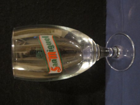 beer glass from the Mahou brewery in Spain with the inscription 'San Miguel'