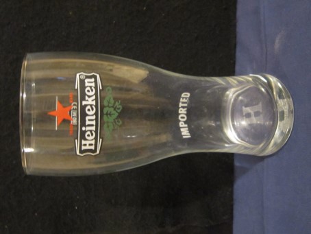 beer glass from the Heineken brewery in Netherlands with the inscription 'Heineken'