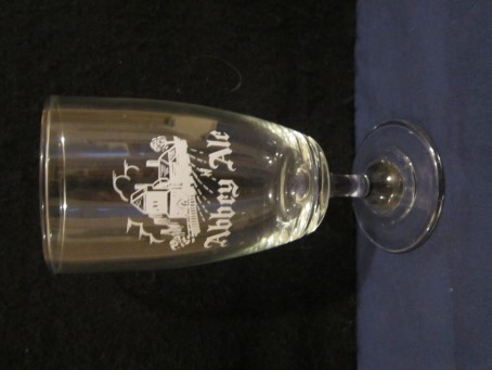 beer glass from the Shepherd Neame brewery in England with the inscription 'Abbey Ale'
