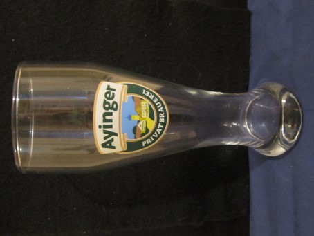 beer glass from the Ayinger brewery in Germany with the inscription 'Ayinger Privatbrauerei'