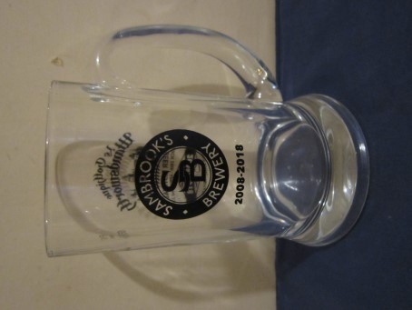 beer glass from the Sambrook's brewery in England with the inscription 'Sambrook's Brewery 2008-2018 '