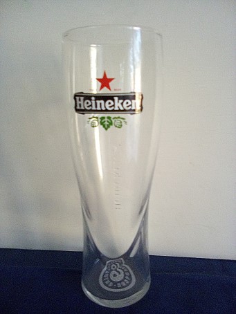 beer glass from the Heineken brewery in Netherlands with the inscription 'Heineken'
