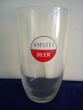 beer glass from the Amstel brewery in Netherlands with the inscription 'Amstel Beer Imported From Holland'