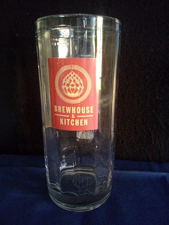 beer glass from the Brewhouse Kitchen brewery in England with the inscription 'Brewhouse & Kitchen'