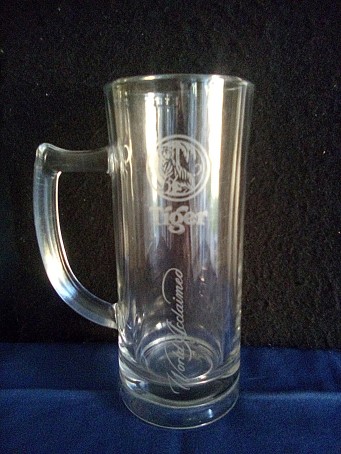 beer glass from the Malayan Breweries brewery in Singapore with the inscription 'Tiger '