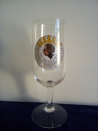beer glass from the Tucher Brau brewery in Germany with the inscription 'Nurnberg Freiherrl Tucher Brauerei'