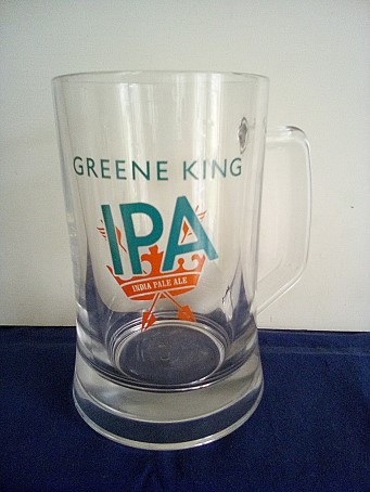 beer glass from the Greene King brewery in England with the inscription 'Greene King IPA India Pale Ale'