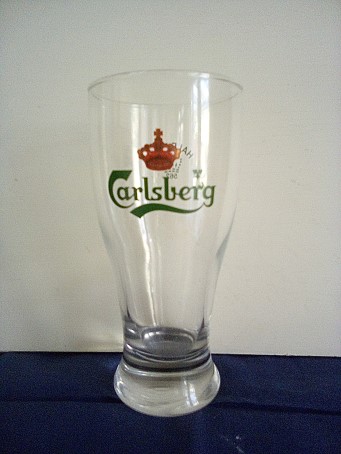 beer glass from the Carlsberg brewery in Denmark with the inscription 'Carlsberg'