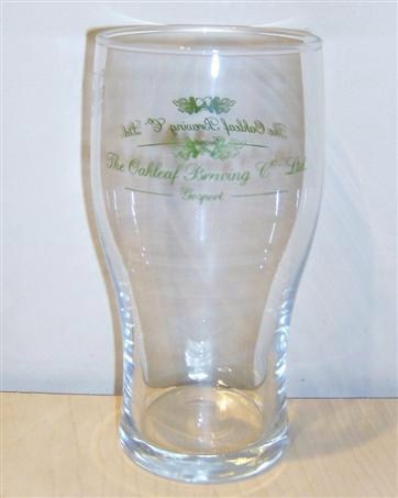 beer glass from the Oakleaf brewery in England with the inscription 'The Oakleaf Brewing Co Ltd Gosport'