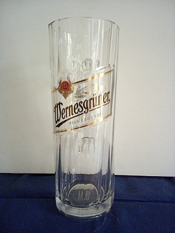 beer glass from the Wernesgruner brewery in Germany with the inscription 'Wernesgruner Pils Legend'