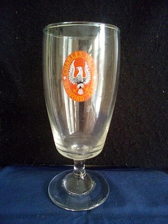 beer glass from the Charles Wells brewery in England with the inscription 'Charles Wells Bedford Ales'