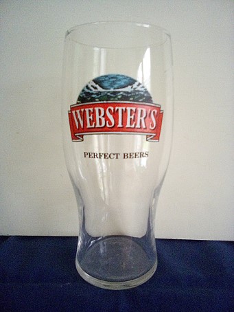 beer glass from the Webster's brewery in England with the inscription 'Webster's Perfect Beers'
