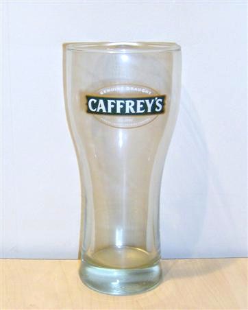 beer glass from the Caffrey's brewery in Northern Ireland with the inscription 'Genuine Draught Caffrey's Estd 1897 Thomas Caferey Brewing Company'