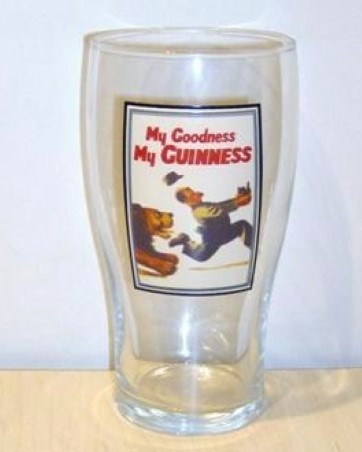 beer glass from the Guinness  brewery in Ireland with the inscription 'My Goodness My Guinness'