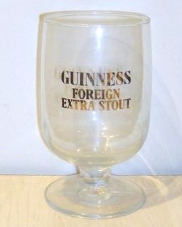 beer glass from the Guinness  brewery in Ireland with the inscription 'Guinness Foreign Extra Stout'