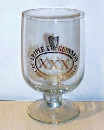 beer glass from the Guinness  brewery in Ireland with the inscription 'Triple X Guinness St James's Gate Dublin'